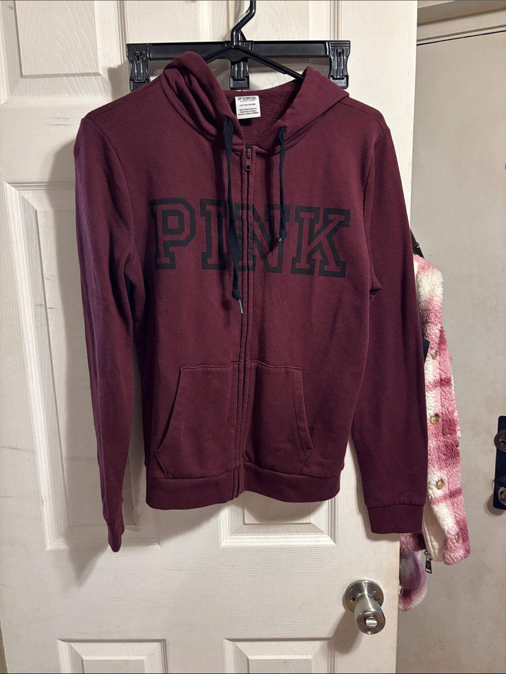 PINK Victoria's Secret Maroon Hoodie with Black Drawstrings